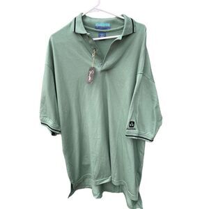 NWT Pine Island XXL olive green polo with navy trim.